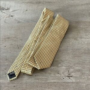 Yellow Gold & Navy Blue Patterned Cotton Skinny Tie from Ties.com